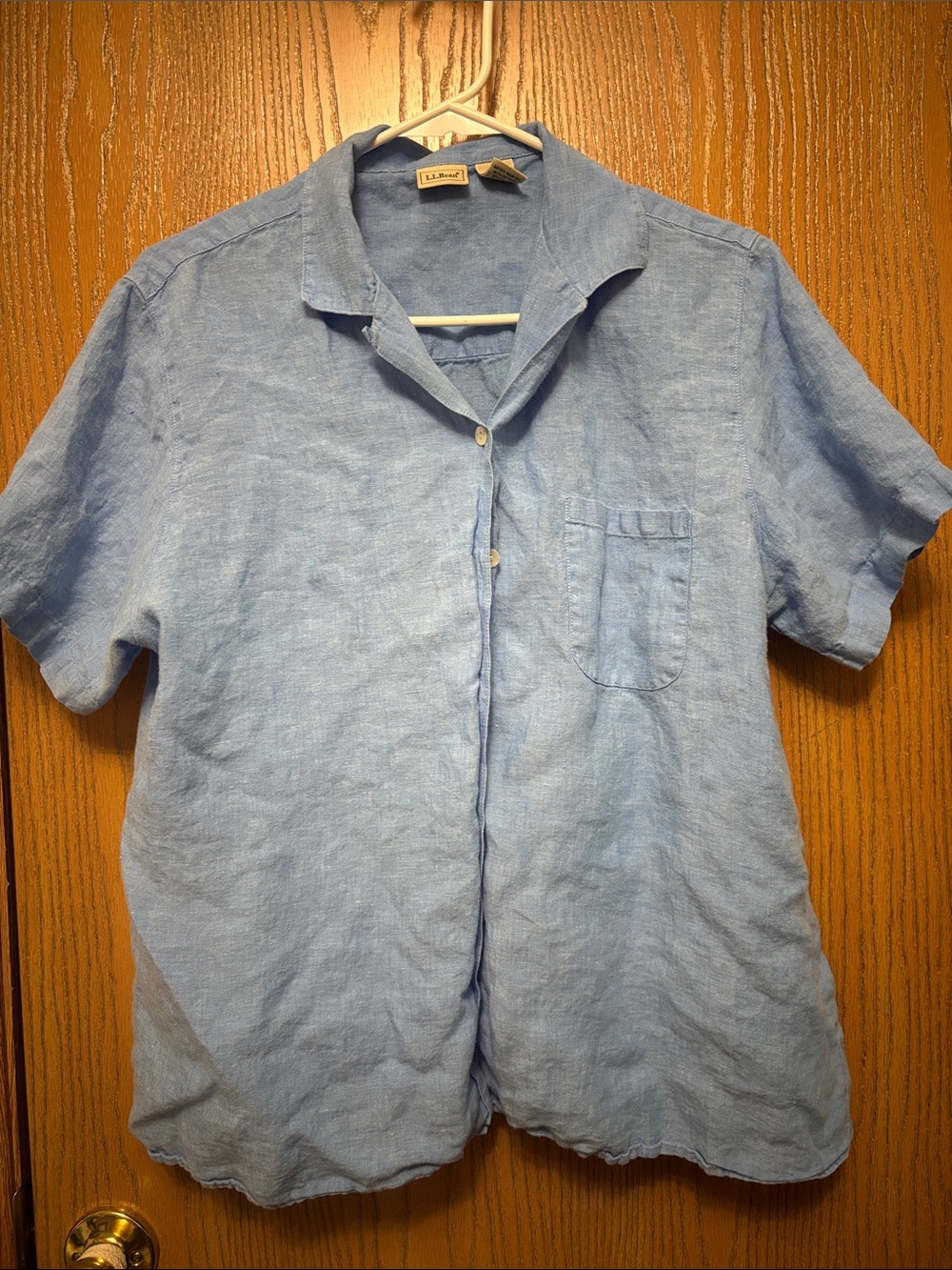 Light Blue women’s  Linen Short Sleeve Shirt by L.L. Bean